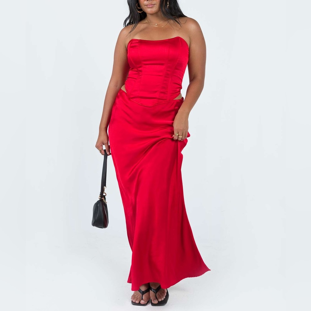 Princess Polly - red set - maxi skirt and zip up corset- size 2